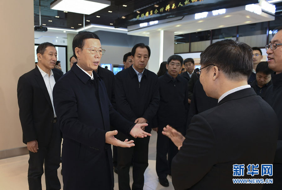 11月14日至15日，國務院副總理張高麗在黑龍江調研。這是11月14日，張高麗到黑龍江工業(yè)技術研究院成果展示中心，了解產學研結合推動創(chuàng)新發(fā)展情況。 新華社記者 高潔 攝