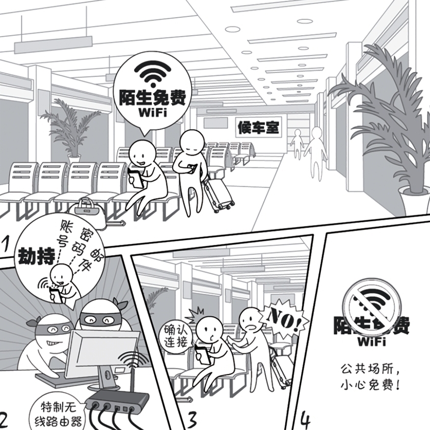 2018國家網(wǎng)絡(luò)安全宣傳周系列動漫①丨還在“蹭”免費WiFi？這些安全風(fēng)險告訴你真能嚇一跳