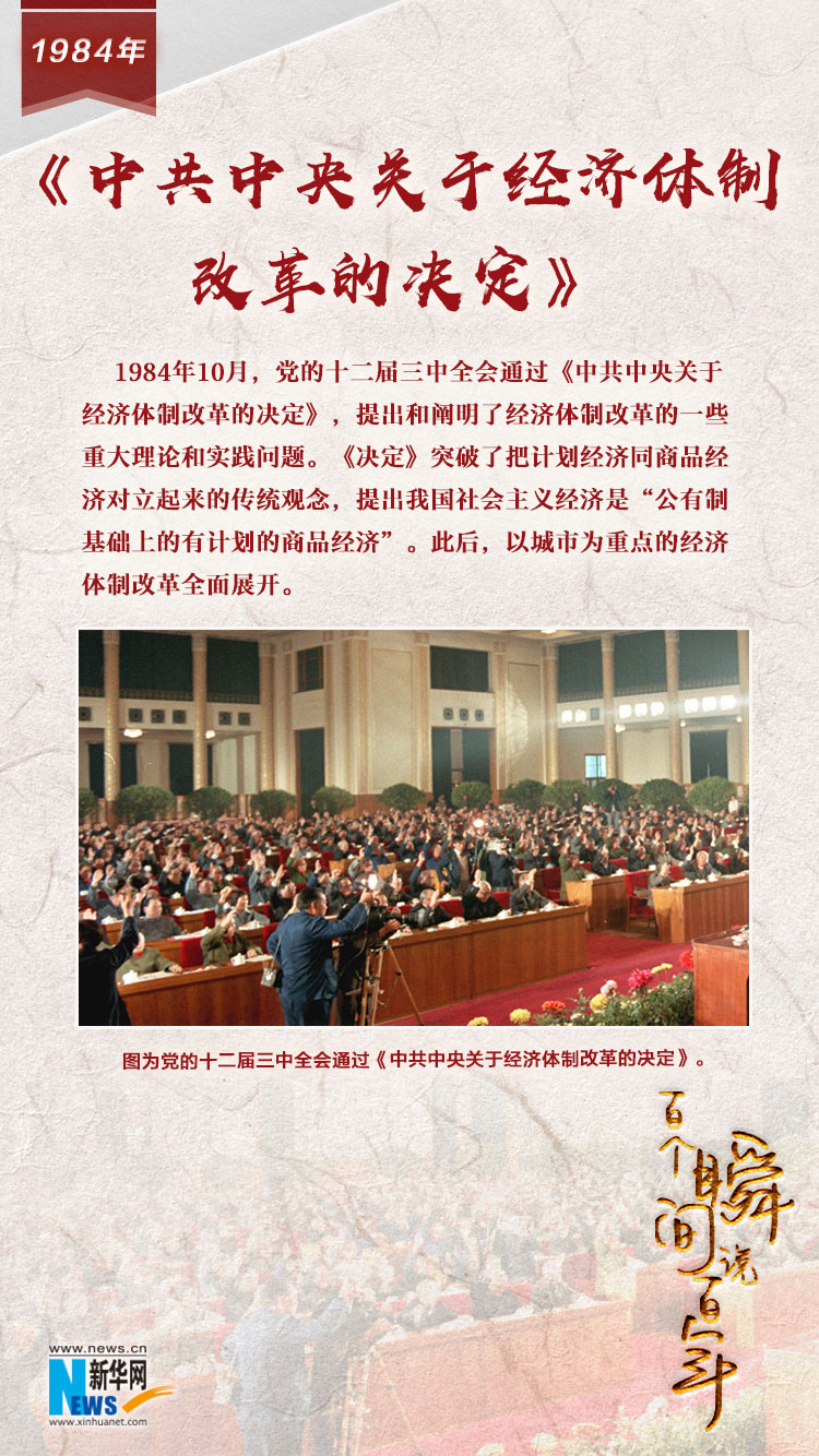 1984，《中共中央關(guān)于經(jīng)濟(jì)體制改革的決定》