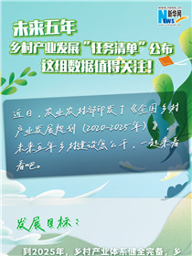 未來五年鄉(xiāng)村產(chǎn)業(yè)發(fā)展“任務清單”公布 這組數(shù)據(jù)值得關(guān)注！