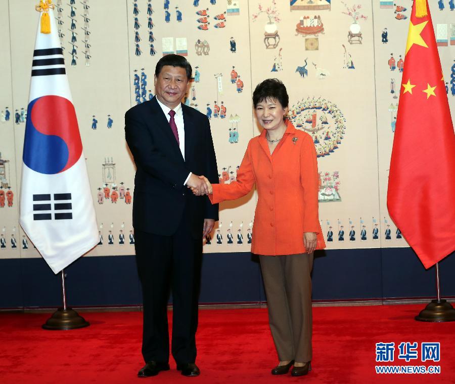 7月3日，國(guó)家主席習(xí)近平在首爾同韓國(guó)總統(tǒng)樸槿惠舉行會(huì)談。新華社記者 蘭紅光 攝