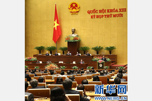 11月6日，中共中央總書記、國家主席習(xí)近平在越南國會(huì)發(fā)表題為《共同譜寫中越友好新篇章》的重要演講。 新華社記者 龐興雷 攝