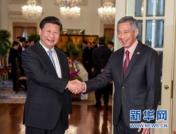 11月7日，國家主席習(xí)近平在新加坡同新加坡總理李顯龍舉行會談。 新華社記者 李學(xué)仁 攝