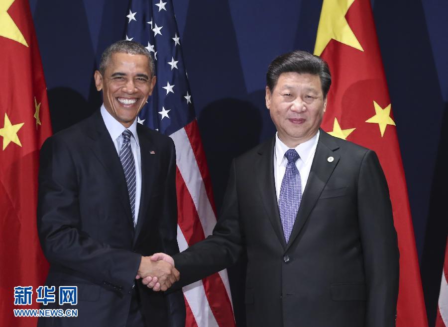 11月30日，中國國家主席習(xí)近平在巴黎會見美國總統(tǒng)奧巴馬。新華社記者蘭紅光攝
