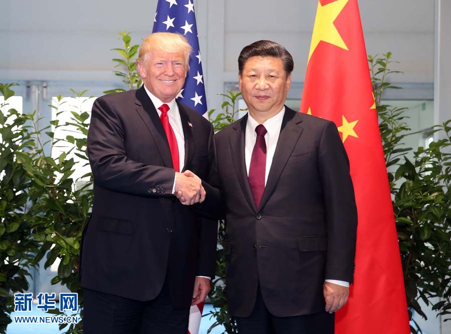 7月8日，國家主席習(xí)近平在二十國集團領(lǐng)導(dǎo)人漢堡峰會閉幕后會見美國總統(tǒng)特朗普，就中美關(guān)系及共同關(guān)心的重大國際和地區(qū)問題深入交換意見。新華社記者 姚大偉 攝