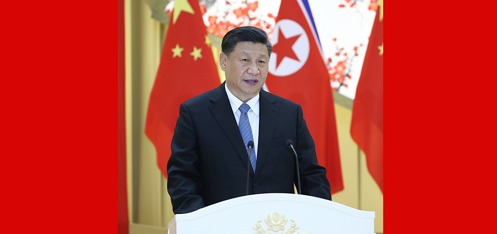 習(xí)近平出席朝鮮勞動黨委員長、國務(wù)委員會委員長金正恩舉行的歡迎宴會